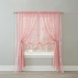 Vintage Lace Balloon Shade by BrylaneHome in Blush Window Curtain