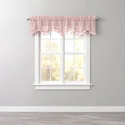 BH Studio Sheer Voile Layered Valance by BH Studio in Pale Rose Window Curtain