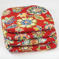 BH Outdoor Performance Set of 4 Stacking Chair Pads by BrylaneHome in Daelyn Cherry Patio Cushion