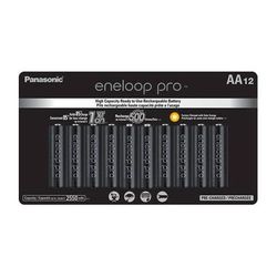 Panasonic eneloop pro AA Rechargeable NiMH Batteries (1.2V, 2550mAh, 12-Pack) BK-3HCCA12FA