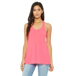 Bella + Canvas B8800 Women's Flowy Racerback Tank Top in Neon Pink size Medium | Polyester Blend 8800, BC8800