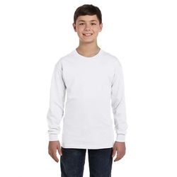 Gildan G540B Youth Heavy Cotton Long Sleeve T-Shirt in White size Medium G5400B, 5400B