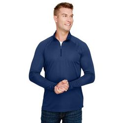 A4 N4268 Adult Daily Polyester 1/4 Zip T-Shirt in Navy Blue size Medium A4N4268