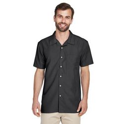 Harriton M560 Men's Barbados Textured Camp Shirt in Black size XL