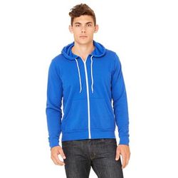 Bella + Canvas 3739 Sponge Fleece Full-Zip Hooded Sweatshirt in True Royal Blue size XL | Ringspun Cotton BC3739, B3739