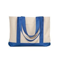 Liberty Bags 8869 Leeward Canvas Tote Bag in Natural/Royal | Cotton LB8869