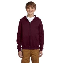 Jerzees 993B Youth NuBlend Full-Zip Hooded Sweatshirt in Maroon size XL | Cotton Polyester 993BR