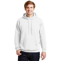 Hanes P170 Ecosmart 50/50 Pullover Hooded Sweatshirt in White size 5XL | Cotton Polyester