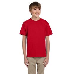 Fruit of the Loom 3931B Youth HD Cotton T-Shirt in Fiery Red size Medium 3930BR, 3930B