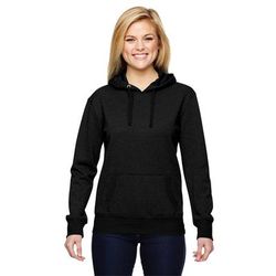 J America JA8860 Women's Glitter French Terry Hood T-Shirt in Black size Large | Cotton/Polyester Blend 8860