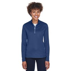 UltraClub 8230L Women's Cool & Dry Sport Quarter-Zip Pullover T-Shirt in Navy Blue size Small | Polyester