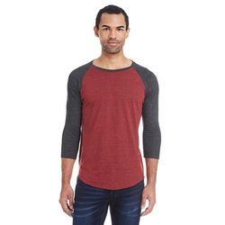 Threadfast Apparel 302G Triblend 3/4-Sleeve Raglan T-Shirt in Cardinal Black/Black size Small