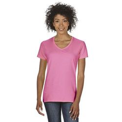 Gildan G500VL Women's Heavy Cotton V-Neck T-Shirt in Azalea size Large G5000VL, 5000VL, G5V00L, 5V00L