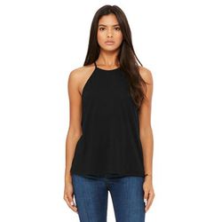 Bella + Canvas 8809 Women's Flowy High-Neck Tank Top in Black size XL | Polyester Blend B8809, BC8809