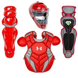 Under Armour Pro 4 Series NOCSAE Certified Youth Catcher's Set - Ages 12-16 Scarlet