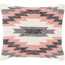 Arpin 18" Square Rustic Cotton Ivory/Black/Charcoal/Pink Throw Pillow - Boutique Rugs
