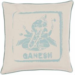 Forbestown 22" Square Cottage Cotton Teal/Beige Throw Pillow - Boutique Rugs