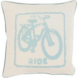 Oakington 18" Square Cottage Cotton Teal/Beige Throw Pillow - Boutique Rugs
