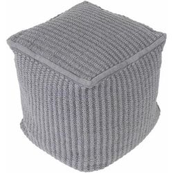 Machipongo 16"H x 16"W x 16"D Modern Gray Outdoor Pouf - Boutique Rugs
