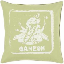 Annahilt 22" Square Cottage Cotton Cream/Light Olive/Olive Throw Pillow - Boutique Rugs