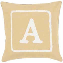 Dianella 18" Square Cottage Cotton Mustard/Off White Throw Pillow - Boutique Rugs