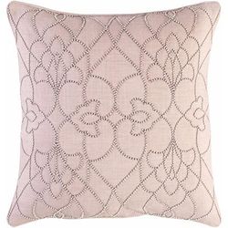 Hundleton 22" Square Traditional Mauve/Ivory/Dusty Pink Throw Pillow - Boutique Rugs