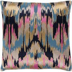 Reynoldsburg 20" Square Traditional Cotton Navy/Mustard/Deep Teal/Light Brown/Rose/Dark Pink/Teal Throw Pillow - Boutique Rugs