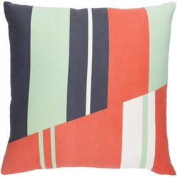 Lynnville 20" Square Modern Cotton Cream/Coral/Light Green/Navy Throw Pillow - Boutique Rugs