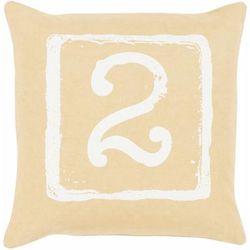 Haugan 22" Square Cottage Cotton Mustard/Off White Throw Pillow - Boutique Rugs