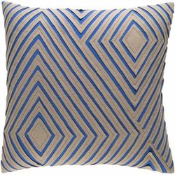 Kelvedon 22" Square Modern Cotton Blue/Light Brown Throw Pillow - Boutique Rugs
