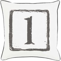 Northwood 18" Square Cottage Cotton Black/Light Gray Throw Pillow - Boutique Rugs