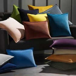 Anchor 20" Square Modern Cotton Olive Lumbar Pillow - Boutique Rugs
