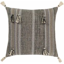 Pace 20" x 20" Bohemian/ Cotton Black/Taupe/Ivory/Denim/Medium Gray Throw Pillow - Boutique Rugs