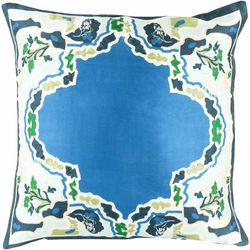 Newberry 18" Square Traditional Silk Emerald/Olive/Beige/Blue/Deep Teal/Seafoam/Teal/Light Green Throw Pillow - Boutique Rugs