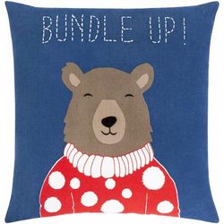 Tonyrefail 18" Square Cottage Cotton Black/White/Dark Blue/Medium Brown/Red/Navy Throw Pillow - Boutique Rugs