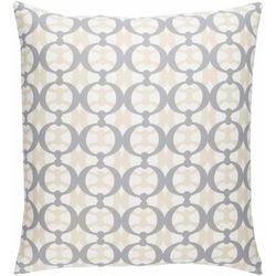 Deagon 18" Square Modern Cotton Cream/Medium Gray/Light Beige/Slate/Peach/Slate Blue/Beige Throw Pillow - Boutique Rugs