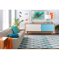 Hiltons 22" Square Traditional Deep Teal/Teal Throw Pillow - Boutique Rugs