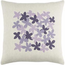 Appledore 20" Square Cottage Lavender/Beige/Plum Throw Pillow - Boutique Rugs
