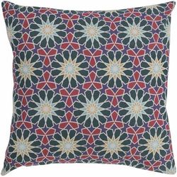 Bangall 22" Square Modern Cotton Dark Green/Cream/Aqua/Peach/Plum/Red/Wheat/Peach/Green Throw Pillow - Boutique Rugs