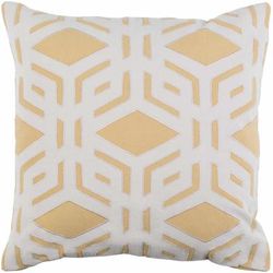 Buxted 20" Square Traditional Cotton Mustard/Beige/Oatmeal/Medium Gray Throw Pillow - Boutique Rugs