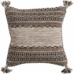 Grahamston 18" Square Cotton Black/Brown/Light Gray/Dark Red Throw Pillow - Boutique Rugs