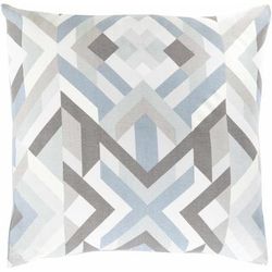 Hydaburg 18" Square Modern Cotton Denim/White/Light Gray/Charcoal/Pale Blue Throw Pillow - Boutique Rugs