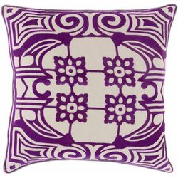 Kasson 18" Square Traditional Beige/Gray/Plum Throw Pillow - Boutique Rugs