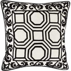 Opdyke 20" Square Traditional Cotton Black/Light Beige/Peach Throw Pillow - Boutique Rugs