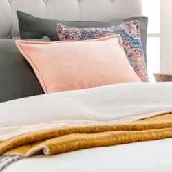 Pickering 13"L x 19"W Modern Cotton Peach Lumbar Pillow - Boutique Rugs