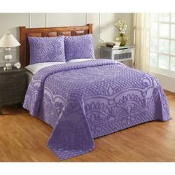 Trevor Collection Tufted Chenille Bedspread Set by Better Trends in Lavender (Size TWIN)