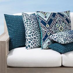 Bold Blues Indoor/Outdoor Pillow Collection by Elaine Smith - Wild One, 12" x 20" Lumbar Wild One - Frontgate