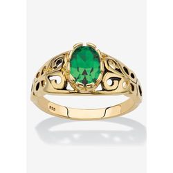 Gold over Sterling Silver Open Scrollwork Simulated Birthstone Ring by PalmBeach Jewelry in May (Size 6)