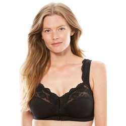 Plus Size Women's Front Close Wireless Gel Strap Bra by Comfort Choice in Black (Size 48 D)