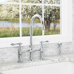 Randolph Morris Gooseneck Bridge Style Kitchen Faucet - Metal Lever Handles RMK738ML-CP